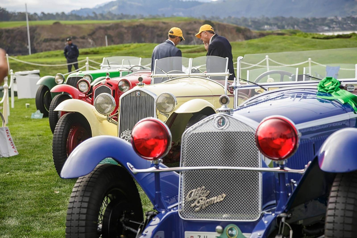 Alfa Romeos lined up at the Pebble Beach Concours d'Elegance
